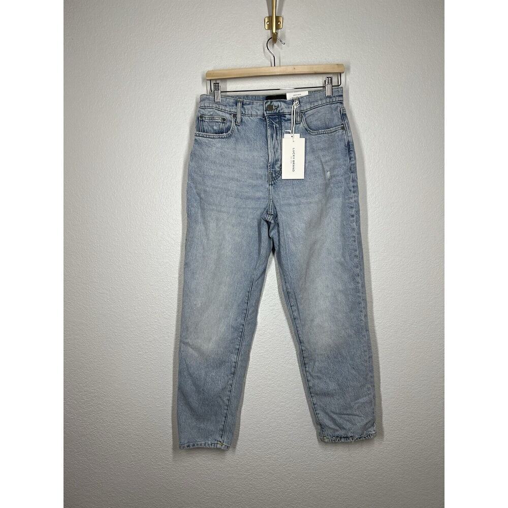 Lucky Brand Drew Mom High Rise Taper Jeans 6/ 28 Distressed Ankle Light Wash